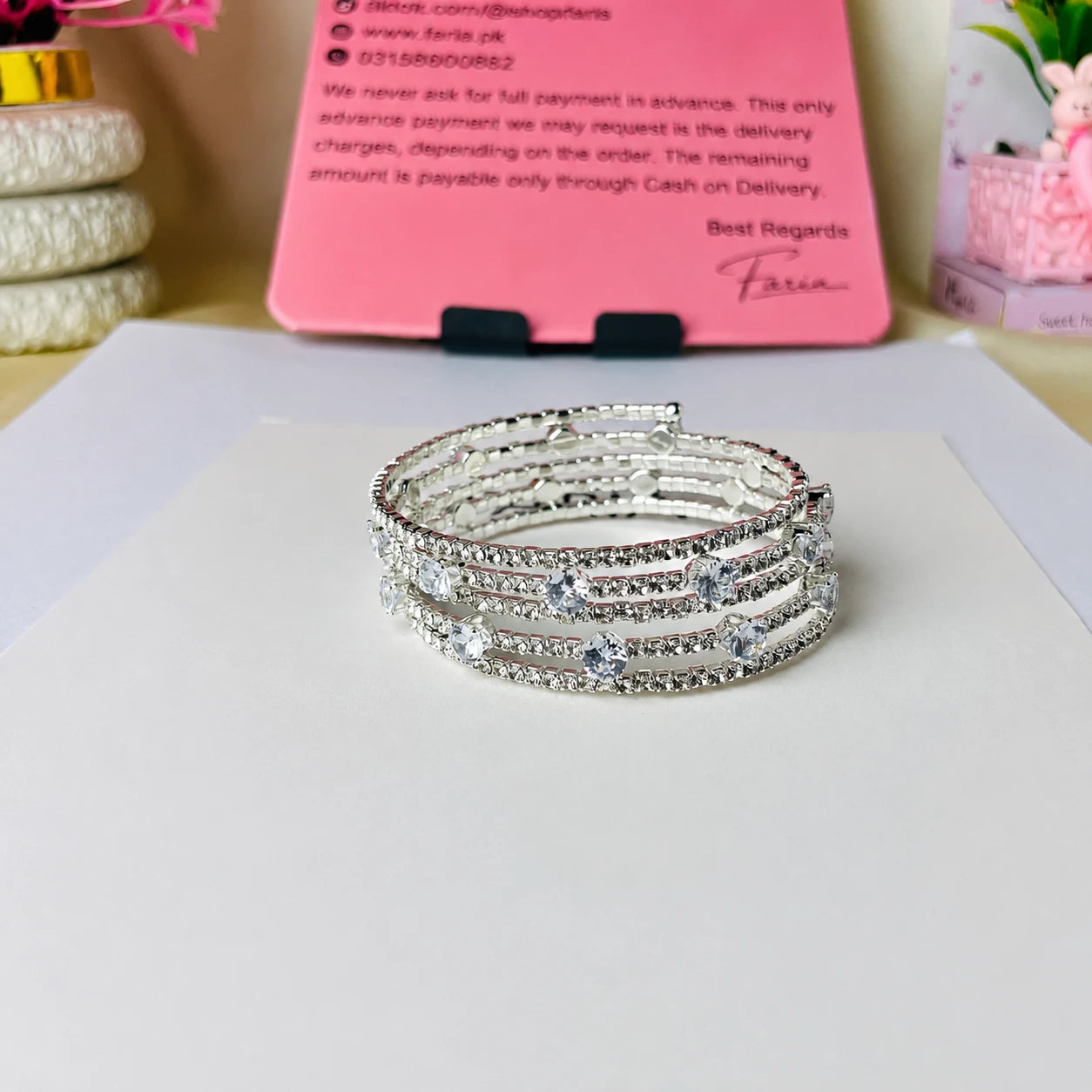 Celeste Crystal Wrap Bracelet Stainless
