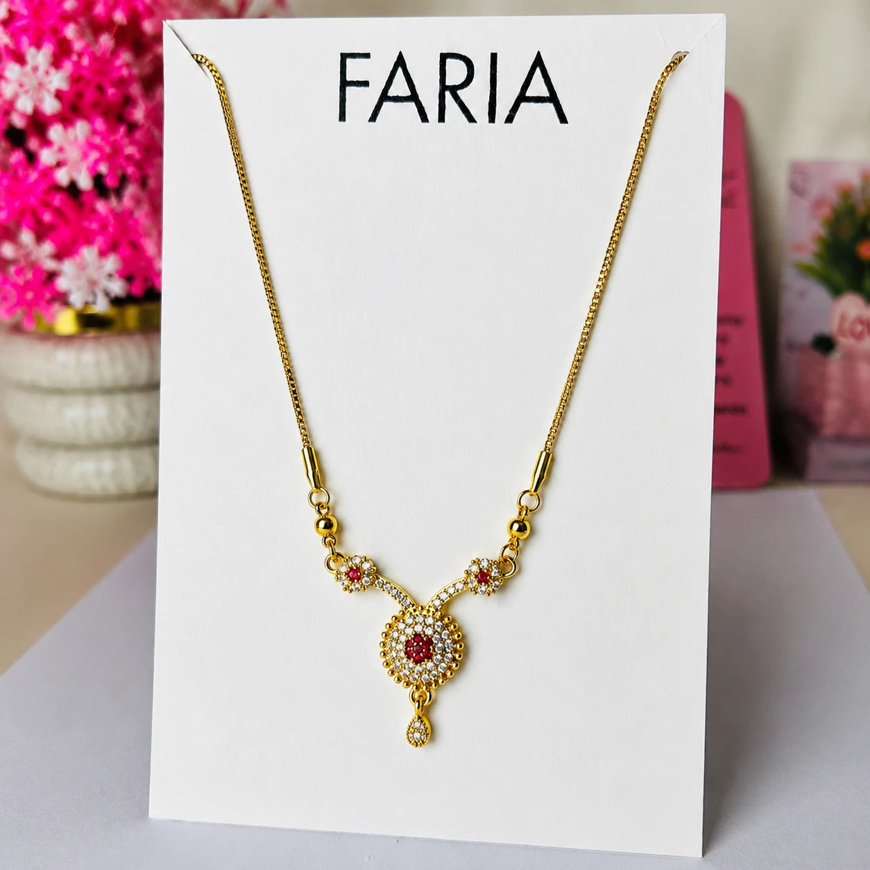 Ruby Blossom Drop Chain
