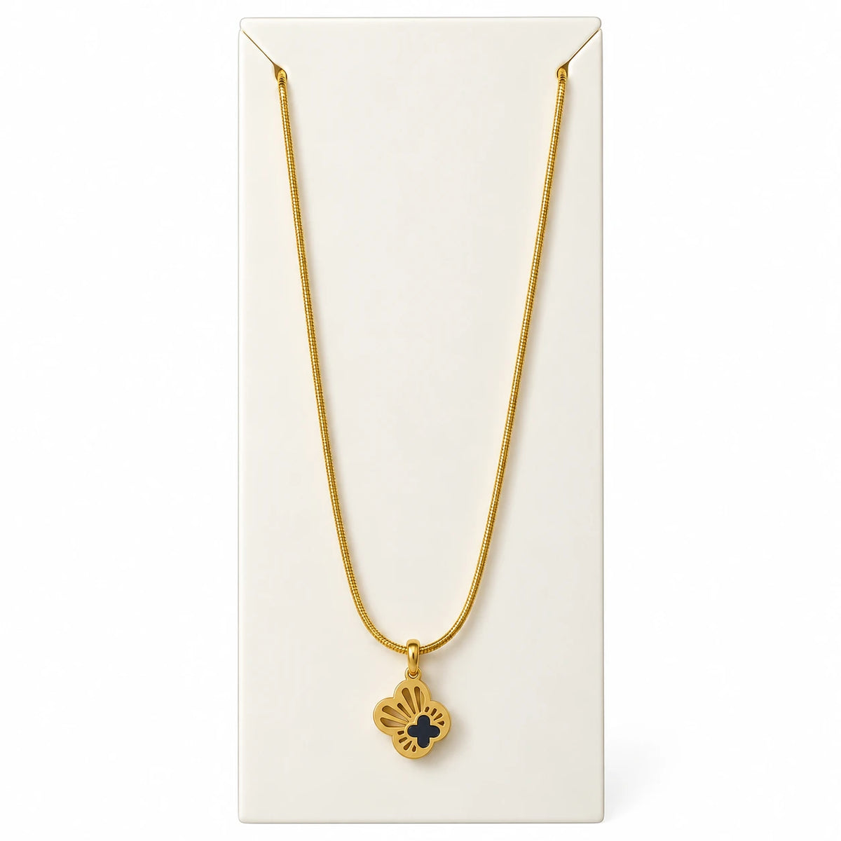 Midnight Clover Stainless Steel Necklace