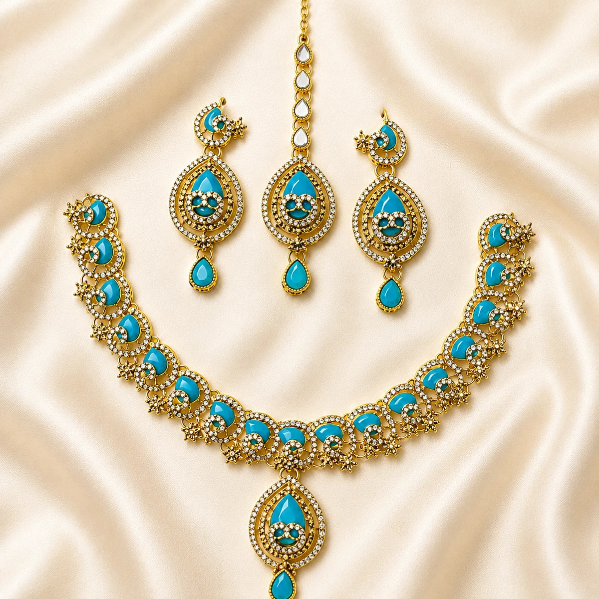 Turquoise Kundan Choker Set