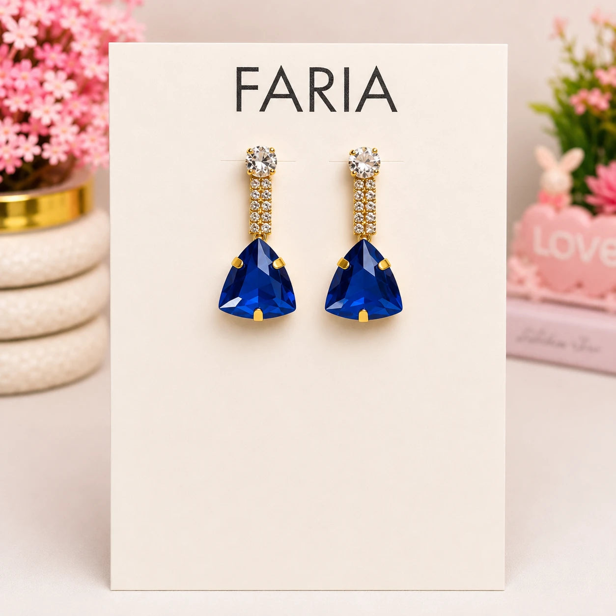 Sapphire Blue Crystal Dangle Earrings