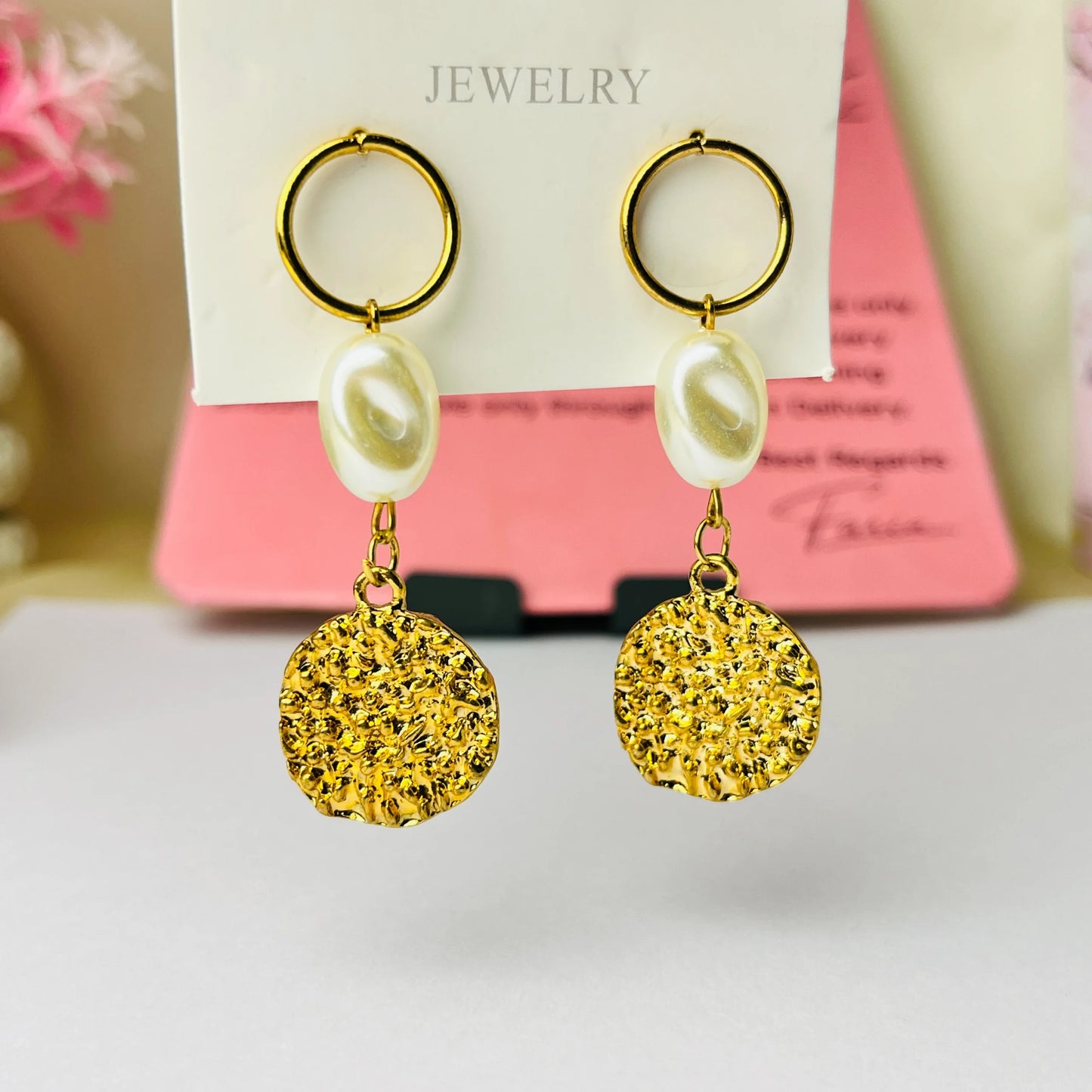 Pearl Coin Drop Earrings