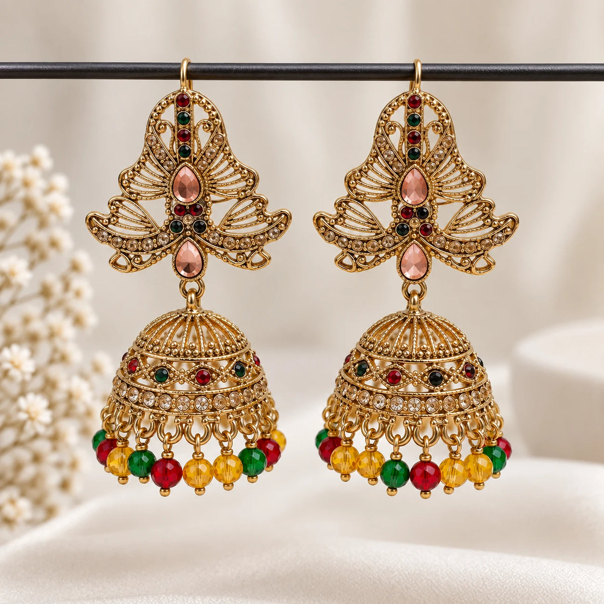 Regal Ruby Emerald Jhumka