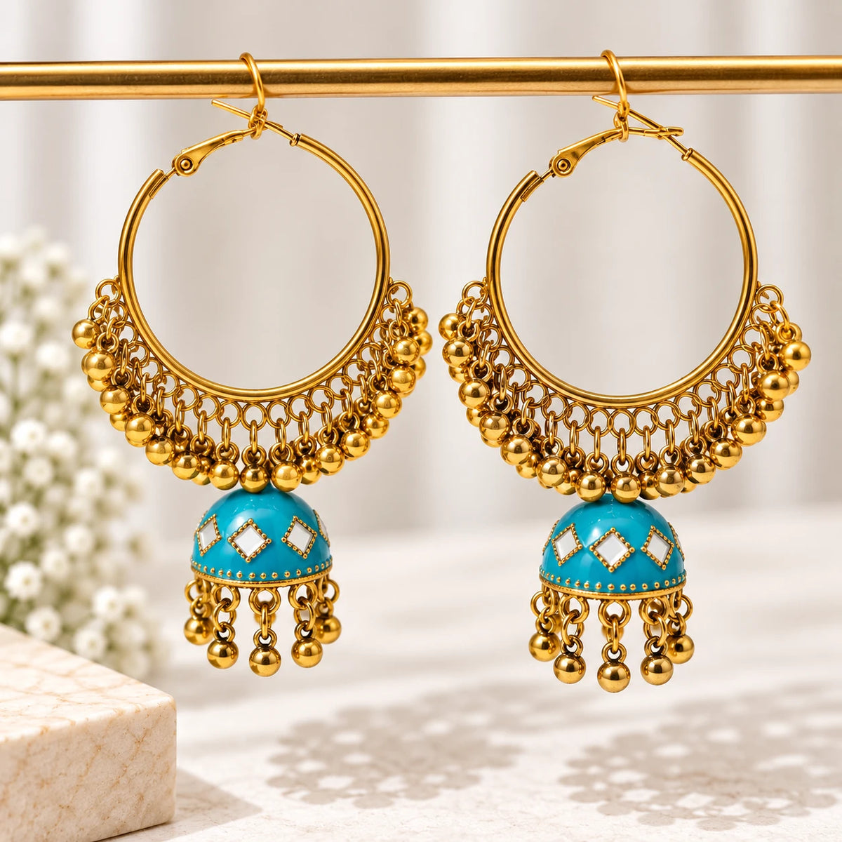 Royal Jhumka Hoop Earrings - 4 Color