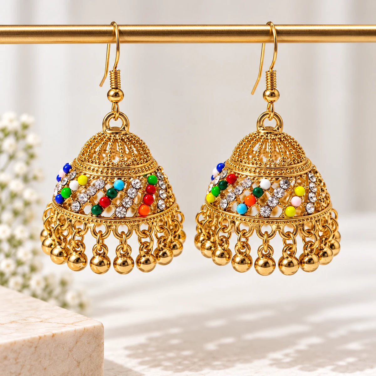 Rangoli Beaded Dome Jhumka