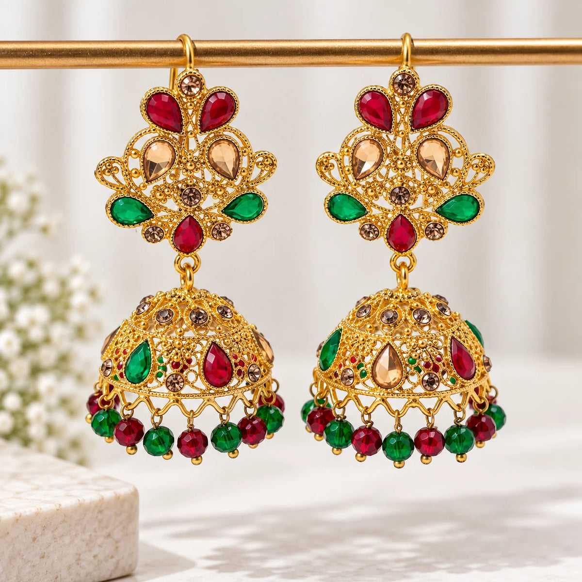 Ruby Emerald Heritage Jhumka
