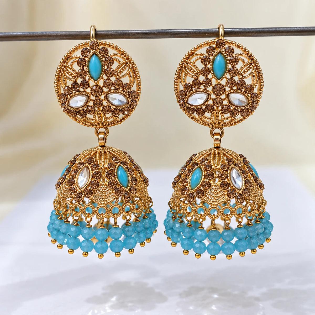 Azure Turquoise Filigree Jhumka