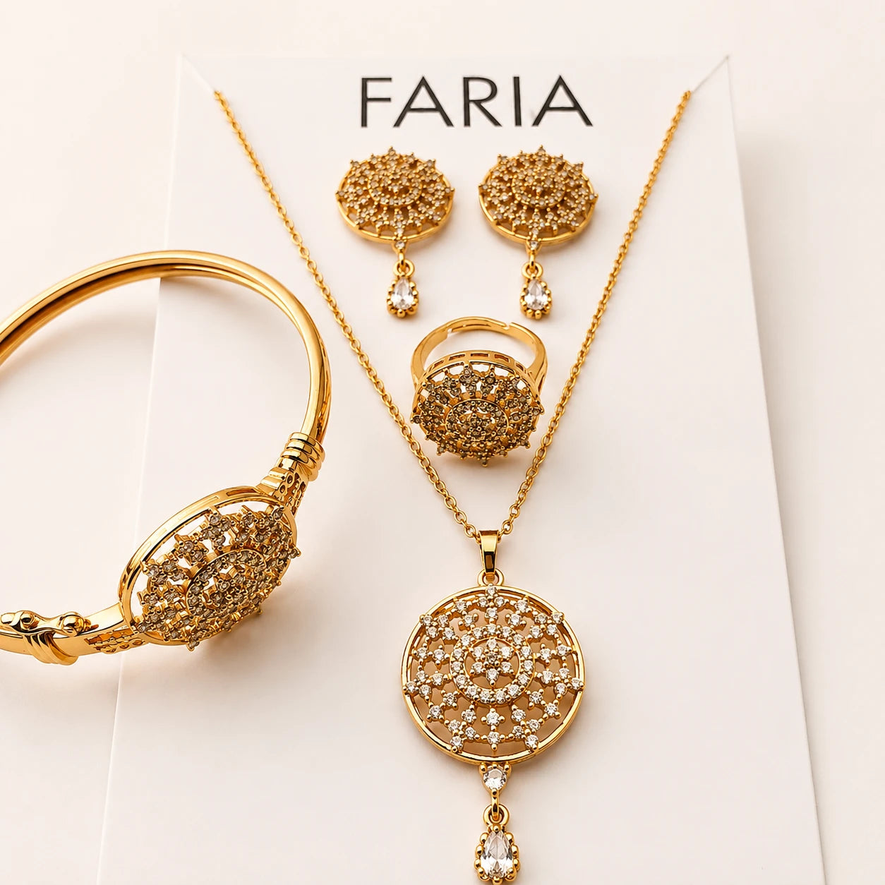 Radiant Crystal Charm Pendant Set