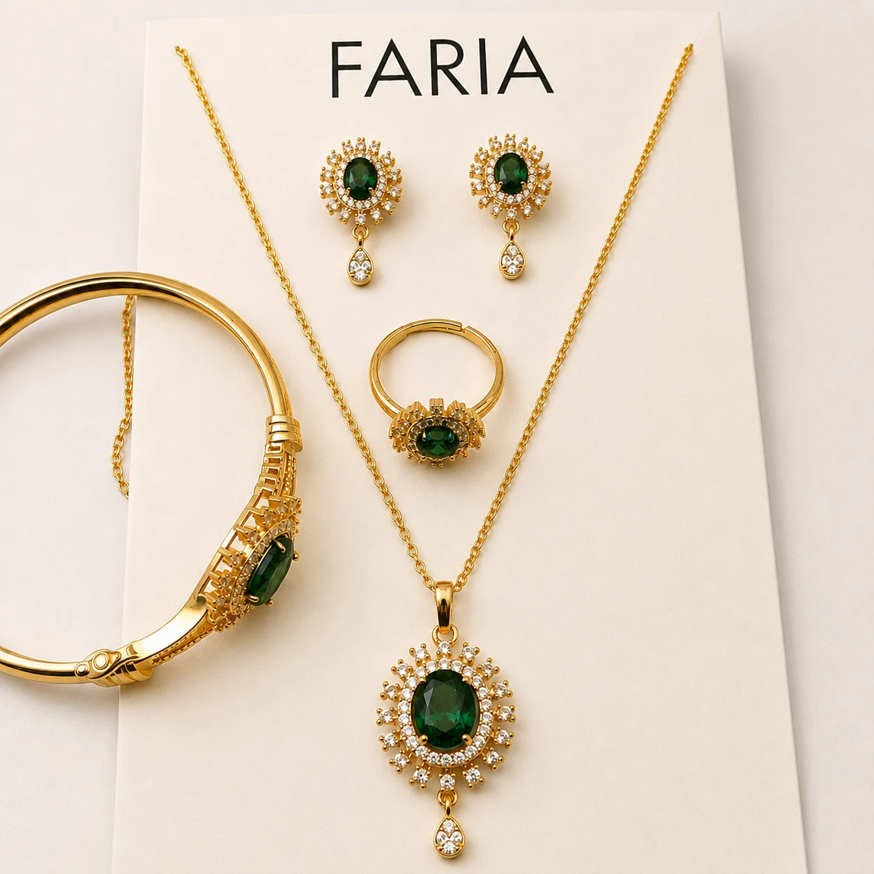 Turquoise Elegance Jewelry Set Golden - Green