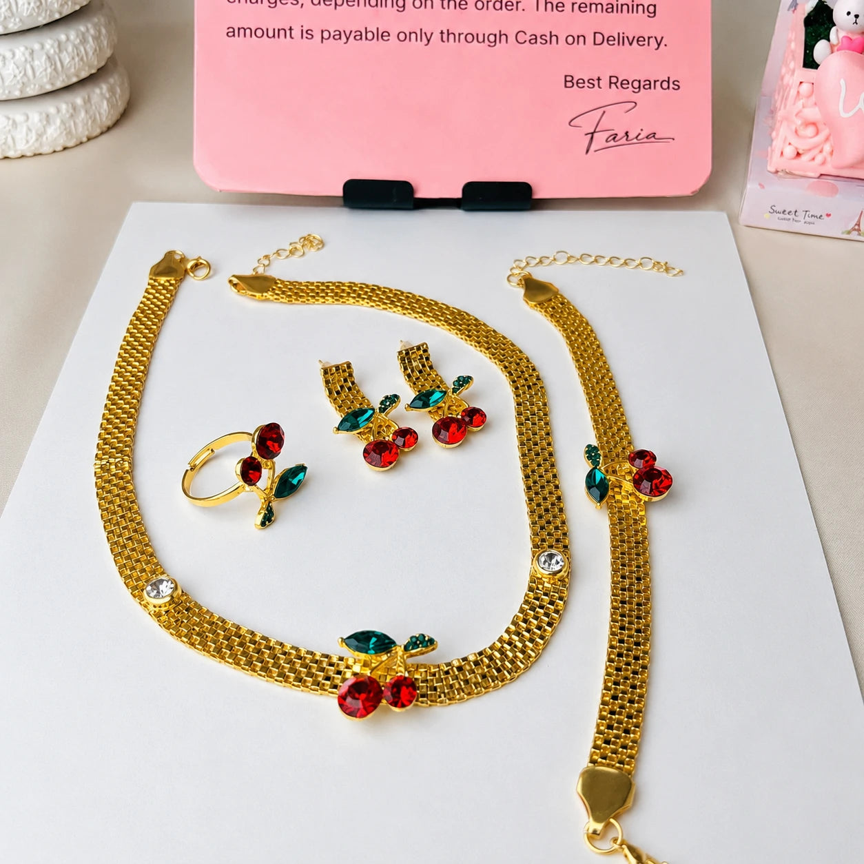 Cherry Blossom Luxe Jewelry Set Stainless