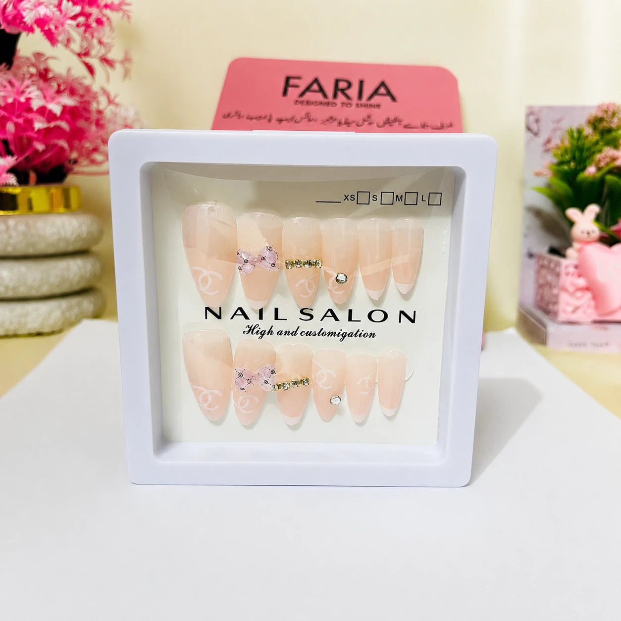 Blush Pearl Bow Press-On Nails
