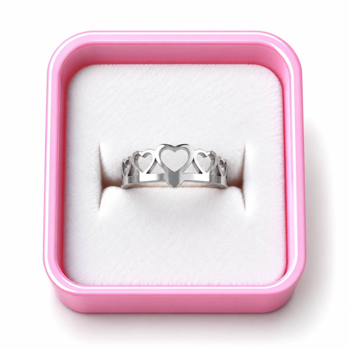 Silver Heart Crown Statement Ring