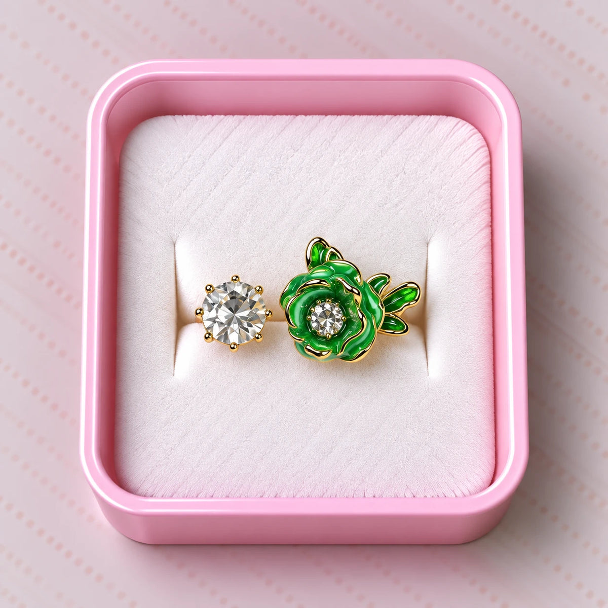 Garden Rose Crystal Enamel Ring - 4 Colors