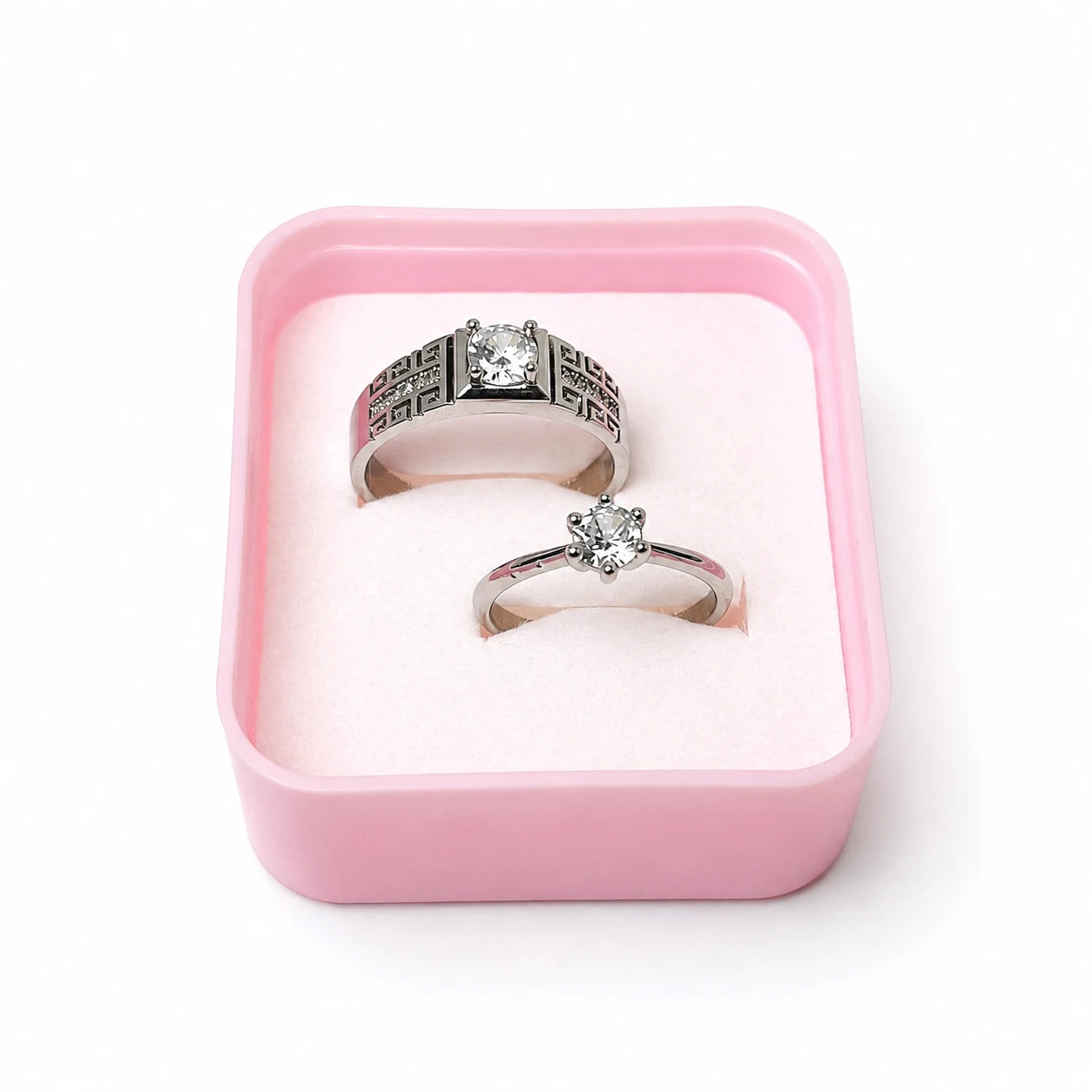 Elegant Duo Solitaire Couple Rings
