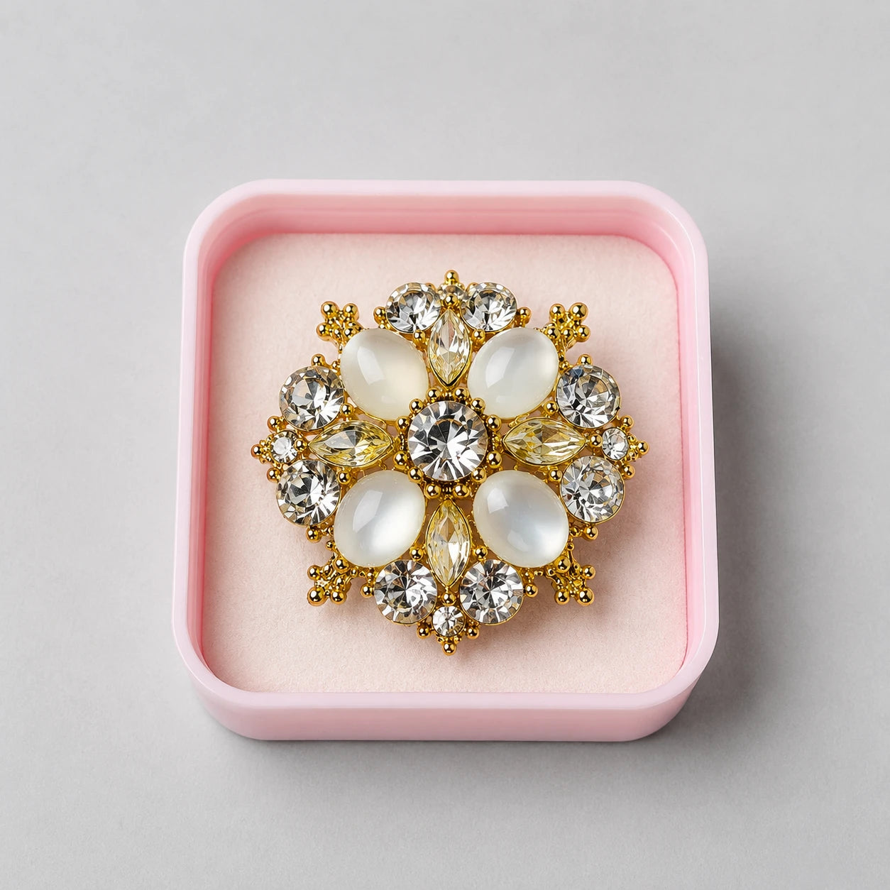 Royal Crystal Blossom Statement Ring