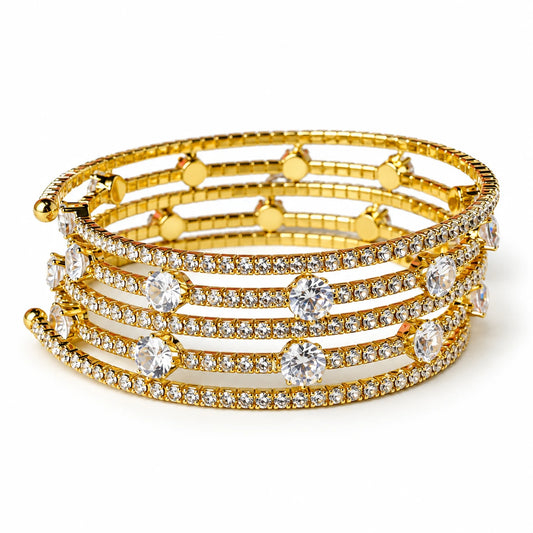 Celeste Crystal Wrap Bracelet Stainless - Gold