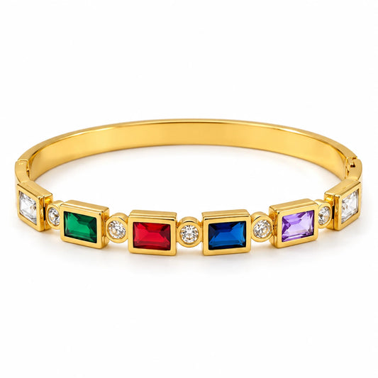 Gemstone Bar Stainless Cuff Bracelet