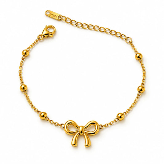 Amelie Bow Bead Stainless Bracelet