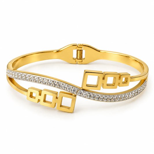 Crystal Link Cuff Bracelet Stainless