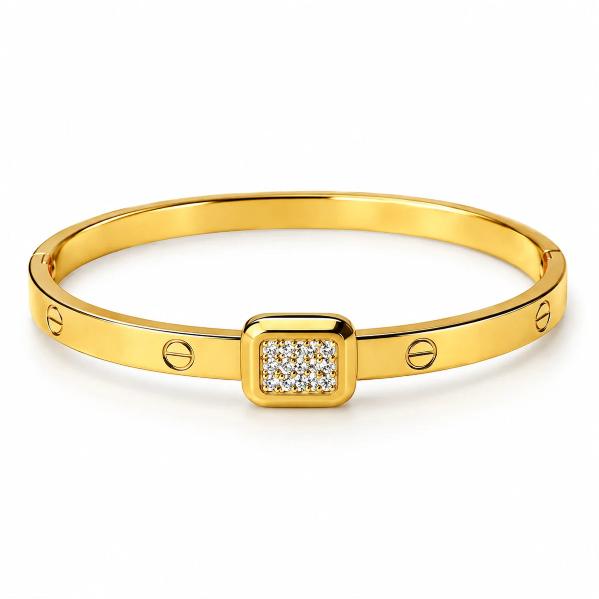 Luxe Crystal Lock Bracelet Stainless
