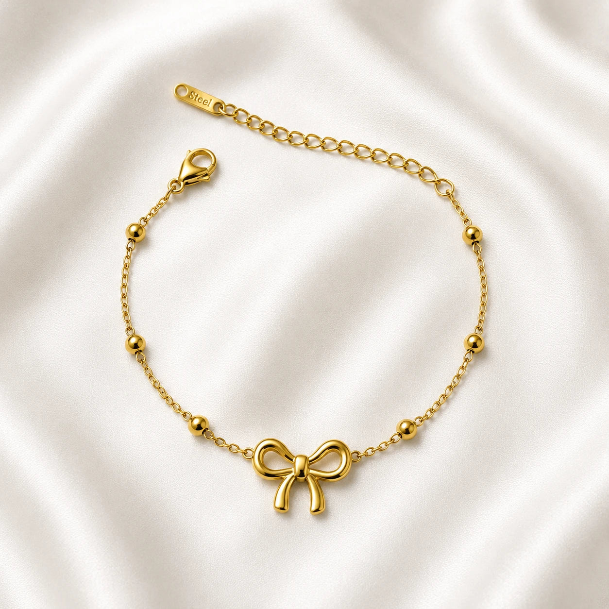 Amelie Bow Bead Stainless Bracelet
