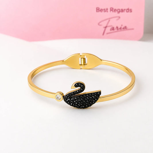 Black Swan Cuff Bracelet Stainless