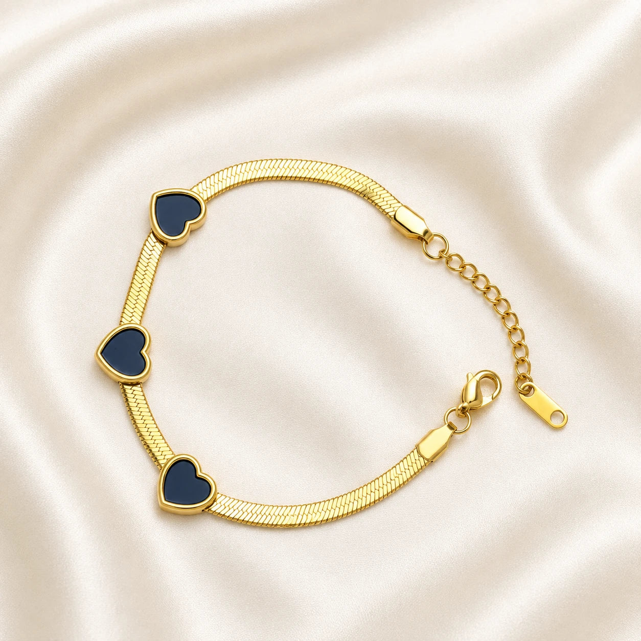 Heart Trio Stainless Mesh Bracelet