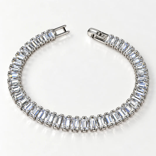 Silver Baguette Crystal Bracelet Stainless
