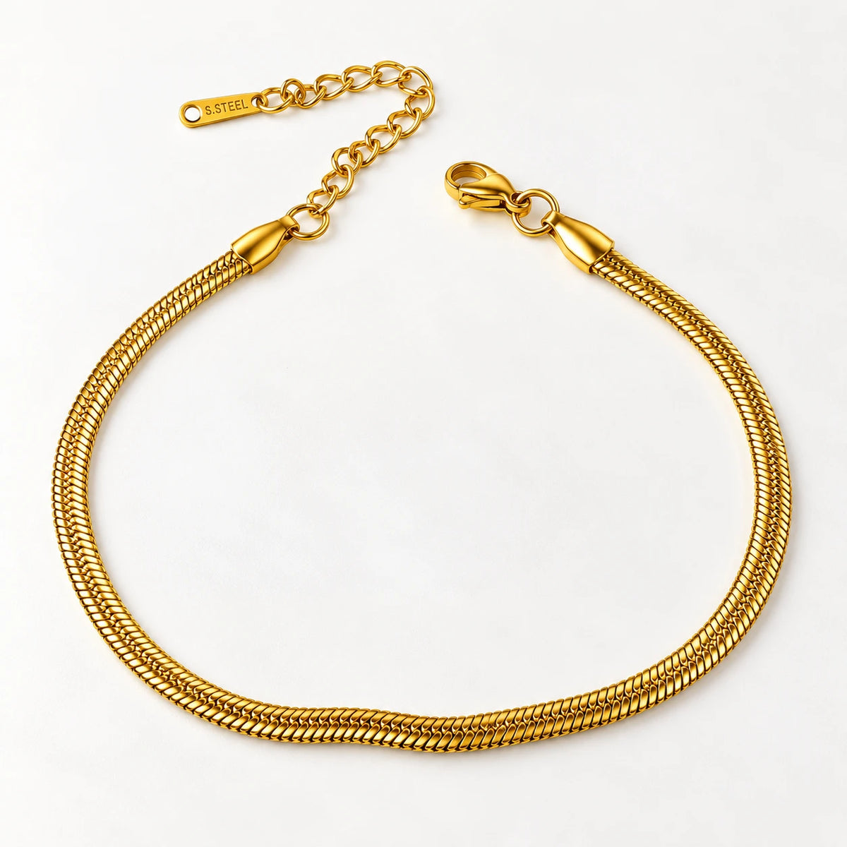 Golden Herringbone Chain Bracelet Stainless