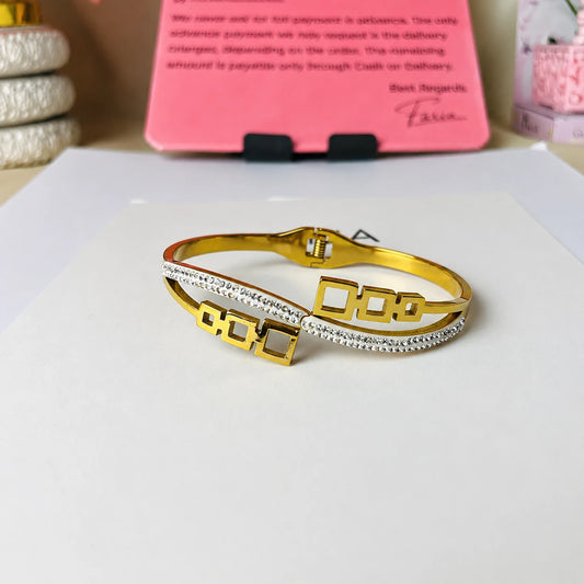Crystal Link Cuff Bracelet Stainless