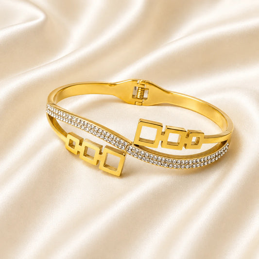 Crystal Link Cuff Bracelet Stainless