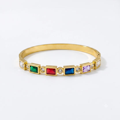 Gemstone Bar Stainless Cuff Bracelet