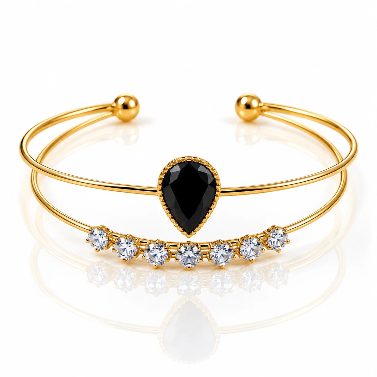 Dual Layer Open Cuff Bracelet - 12 Designs