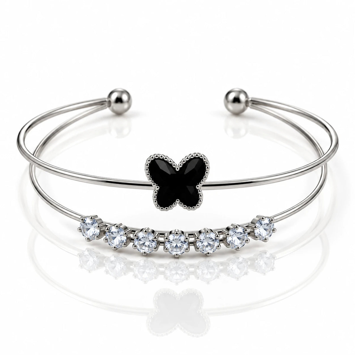 Dual Layer Open Cuff Bracelet - 12 Designs