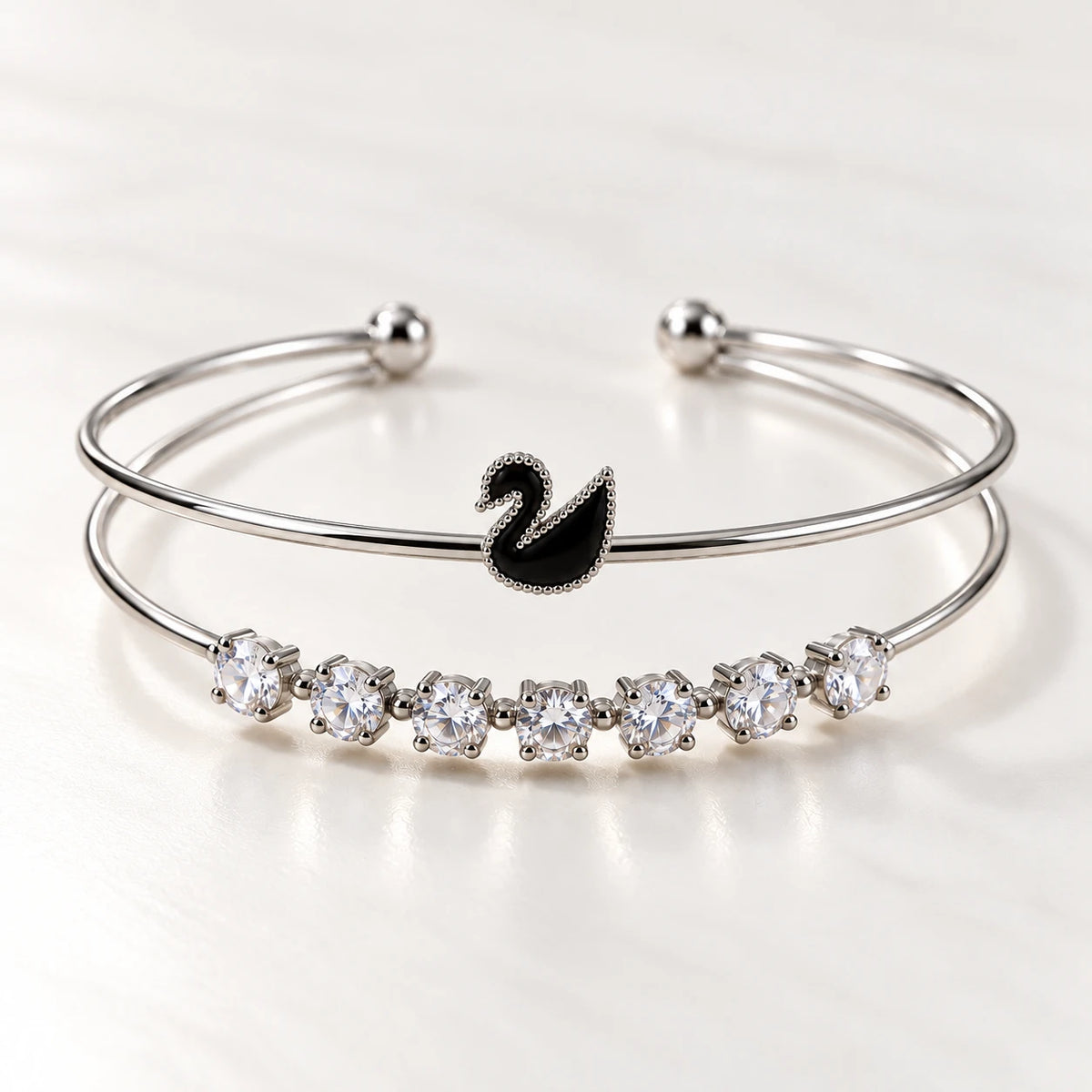 Dual Layer Open Cuff Bracelet - 12 Designs