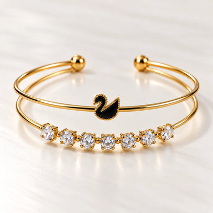 Dual Layer Open Cuff Bracelet - 12 Designs