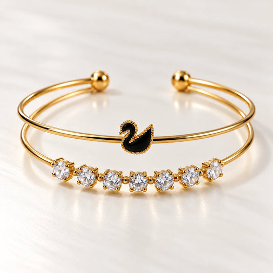 Dual Layer Open Cuff Bracelet - 12 Designs