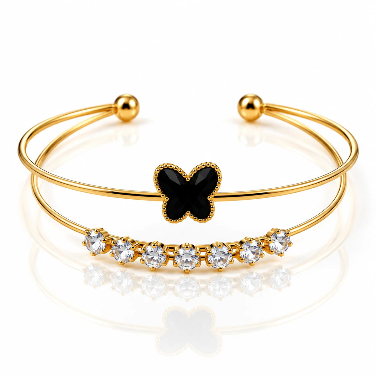 Dual Layer Open Cuff Bracelet - 12 Designs