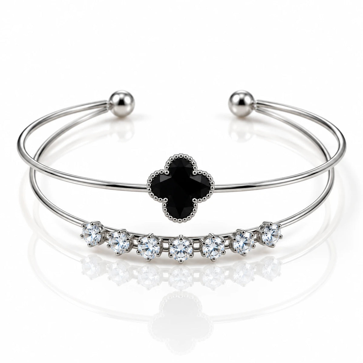 Dual Layer Open Cuff Bracelet - 12 Designs