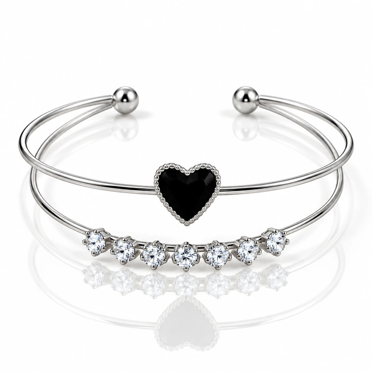 Dual Layer Open Cuff Bracelet - 12 Designs