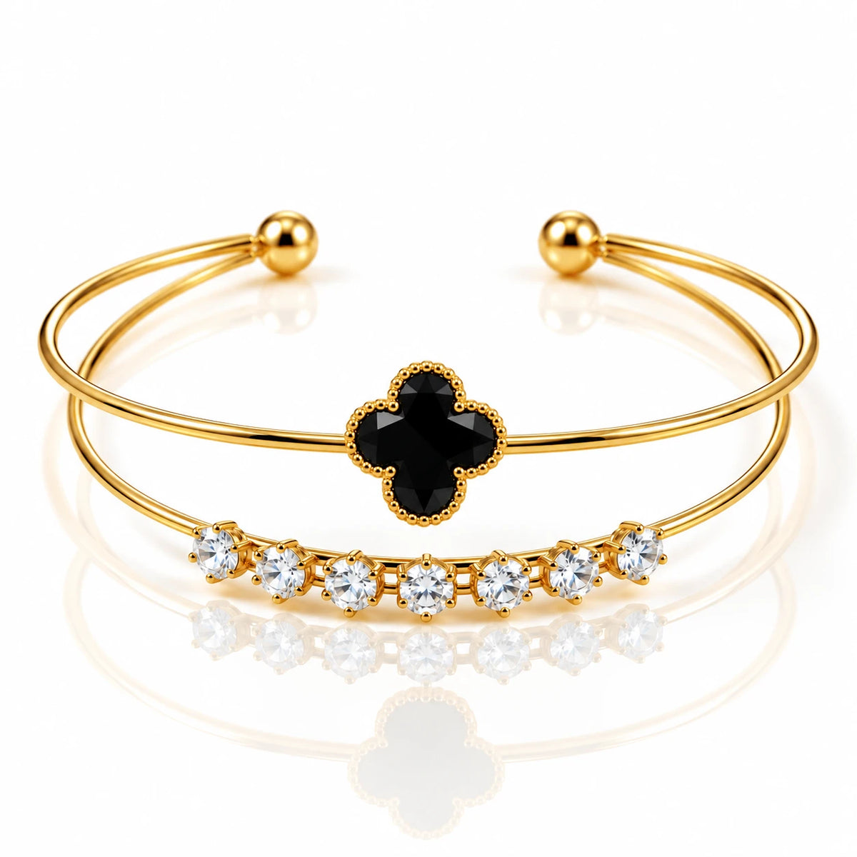 Dual Layer Open Cuff Bracelet - 12 Designs