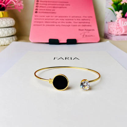 Luna Noir Crystal Open Cuff Bracelet