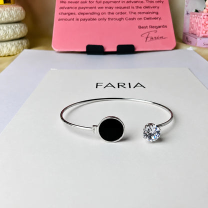 Luna Noir Crystal Open Cuff Bracelet