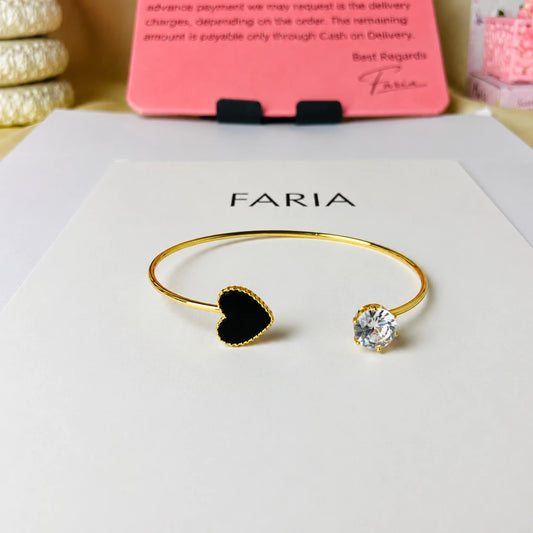Luna Heart Crystal Open Cuff Bracelet