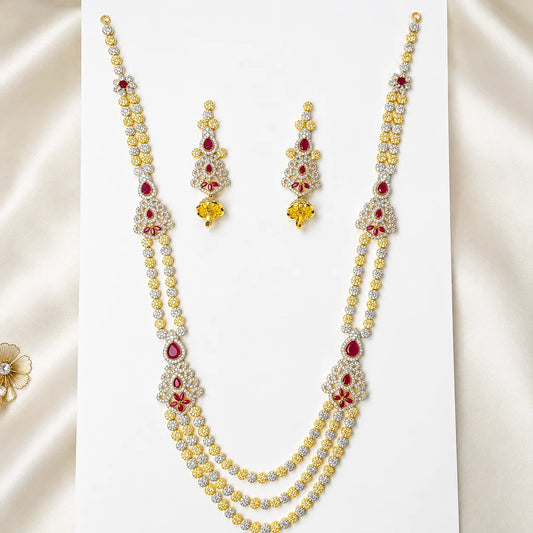 Ruby Elegance Triple Layer Bridal Set