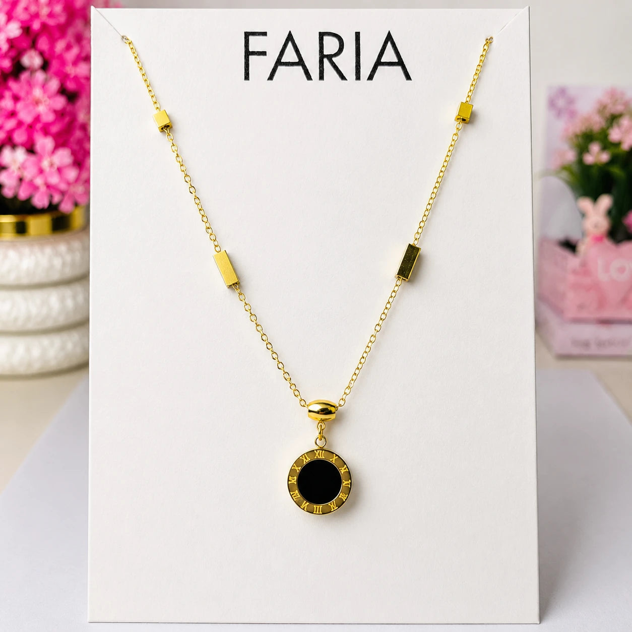 Roman Circle Pendant Chain Stainless