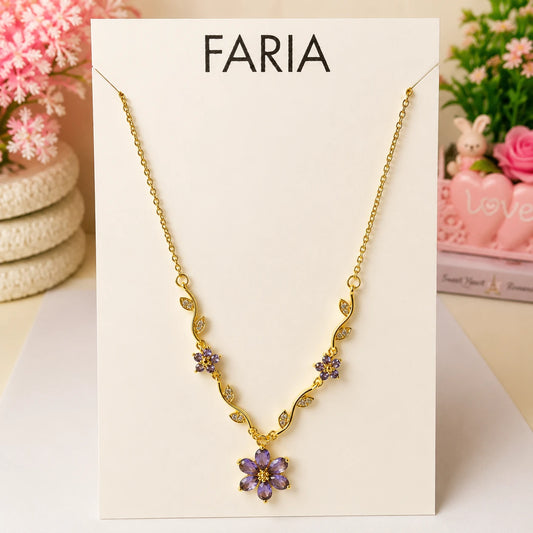Purple Blossom Necklace - Stainless