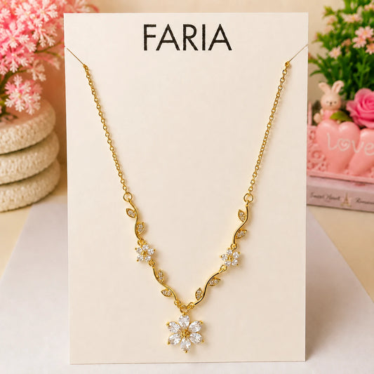 Crystal Blossom Necklace - Stainless