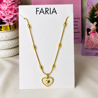 Golden Heart Orbit Pendant Chain - Stainless