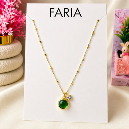 Emerald Orbit Charm Pendant Chain - Stainless